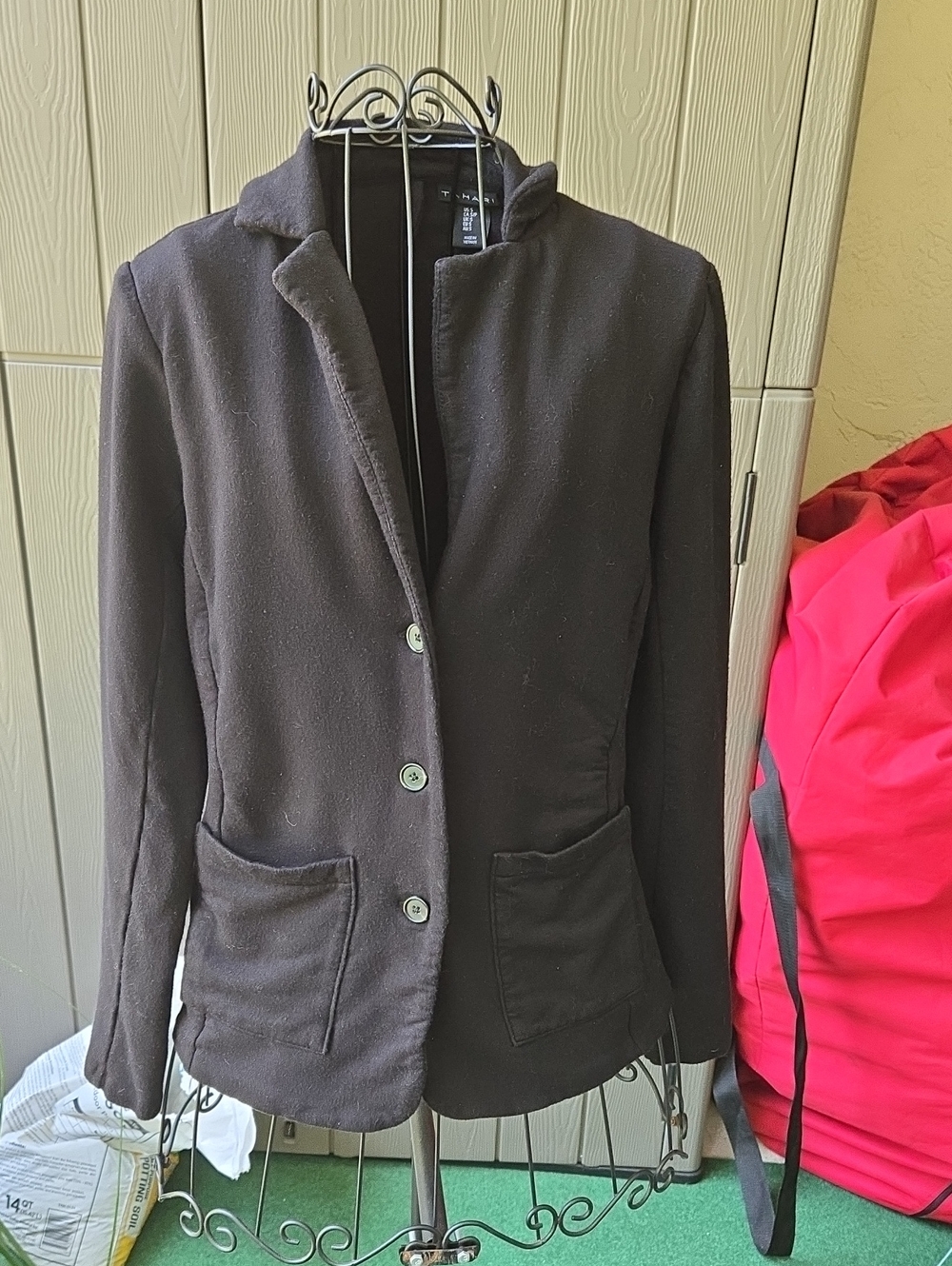Tahari Black Knit Blazer Jacket